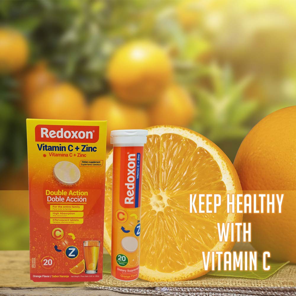 Redoxon Orange Effervescent Vitamin C with Zinc Tablets 120 Count