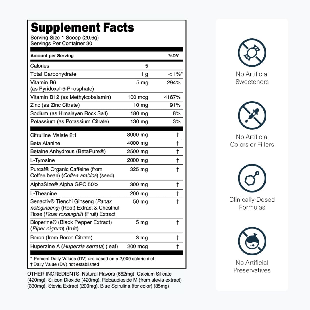 Transparent Labs Bulk Black Pre Workout Powder 30 Servings
