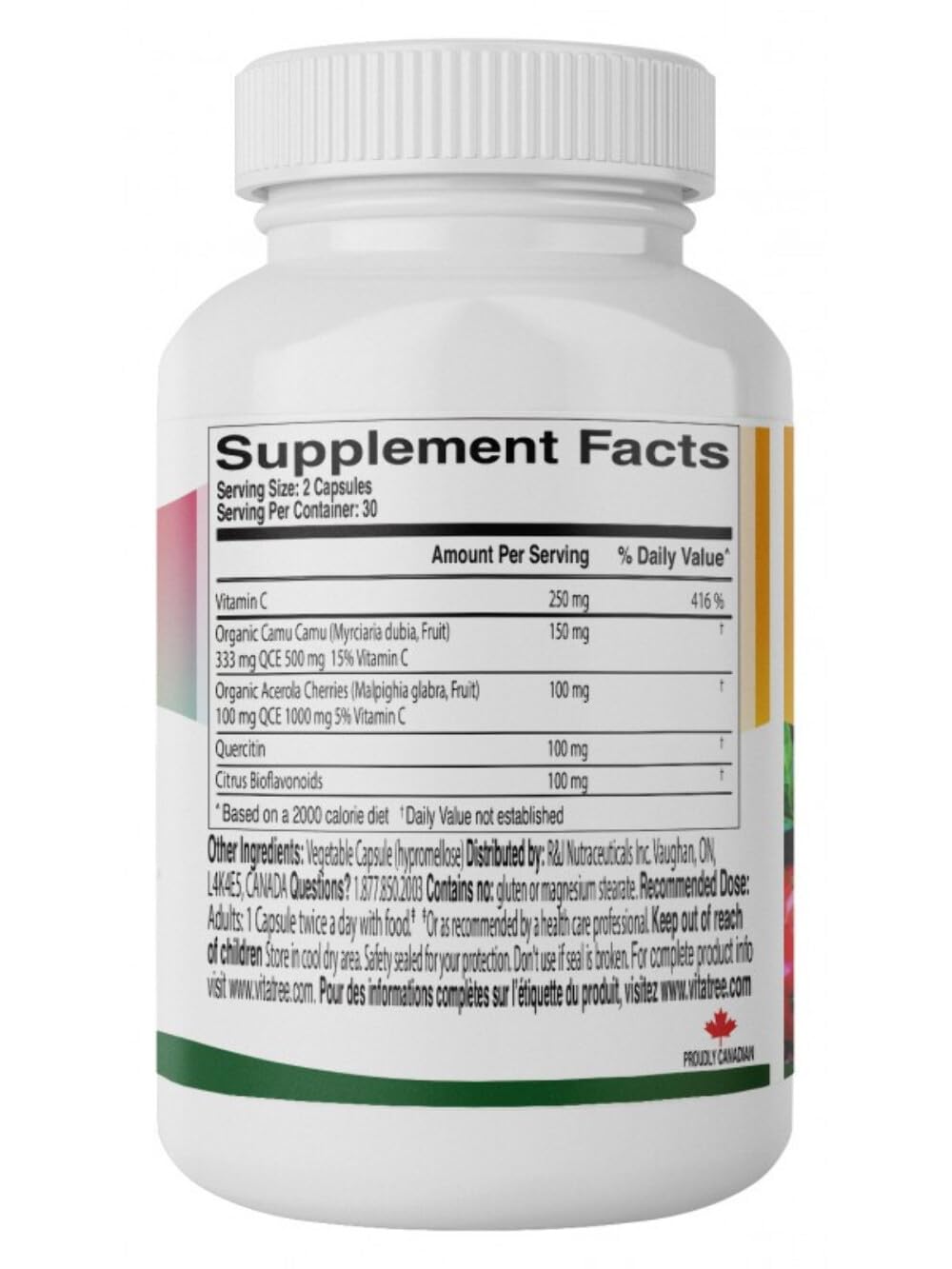 VitaTree Organic Vitamin C Capsule, 60 Count