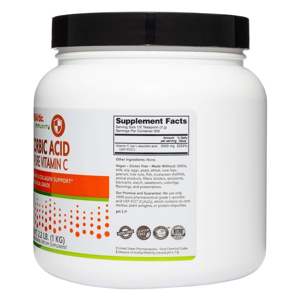 NutriBiotic Ascorbic Acid Crystalline Powder 2000 mg Vitamin C, 35.2 oz