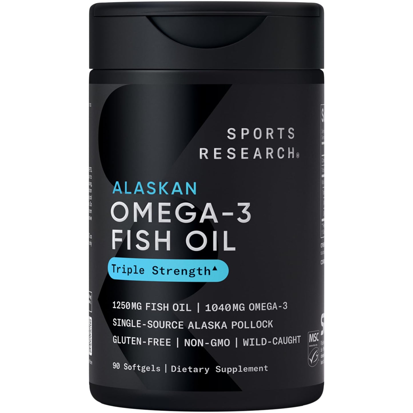 Sports Research Omega-3 Fish Oil 1250 Softgel Capsules 90 Count