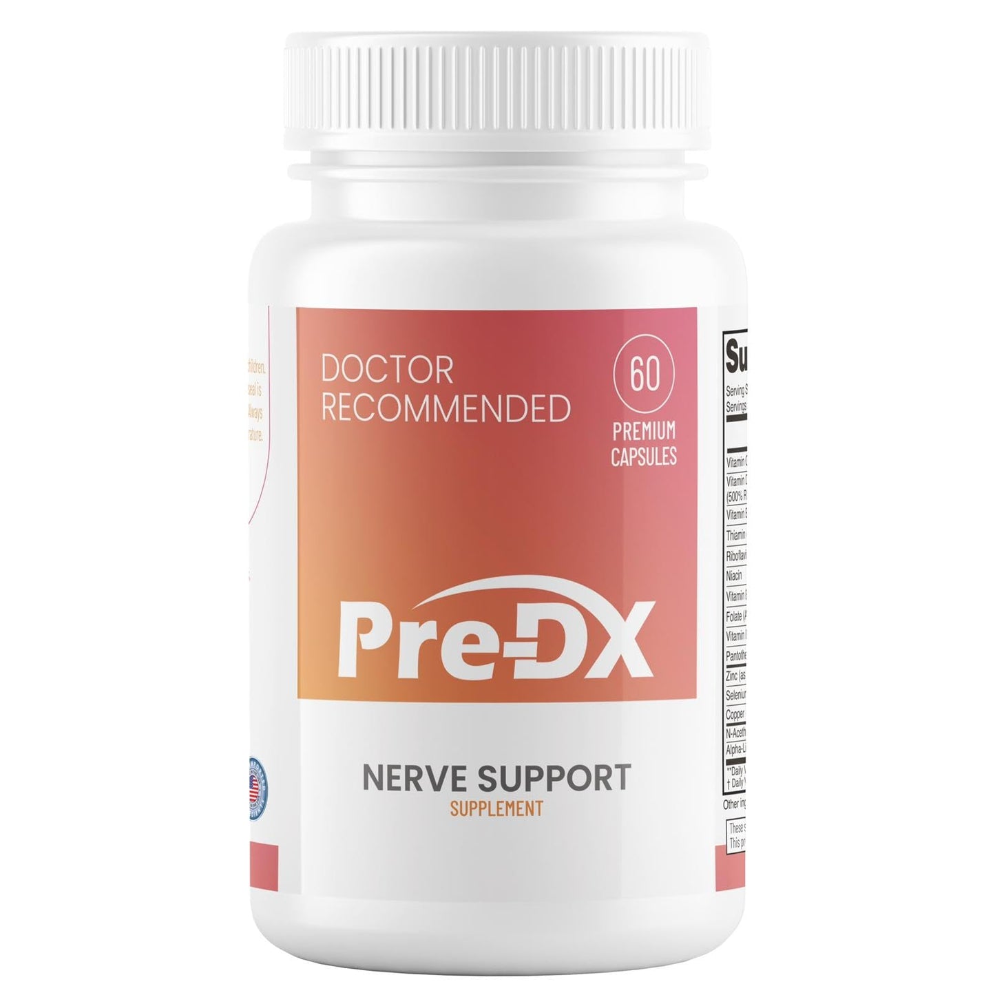 Pre-DX Nerve Support Supplement Advanced L-Methylfolate Multivitamin with Vitamin B-Complex, Capsules, 60 Count