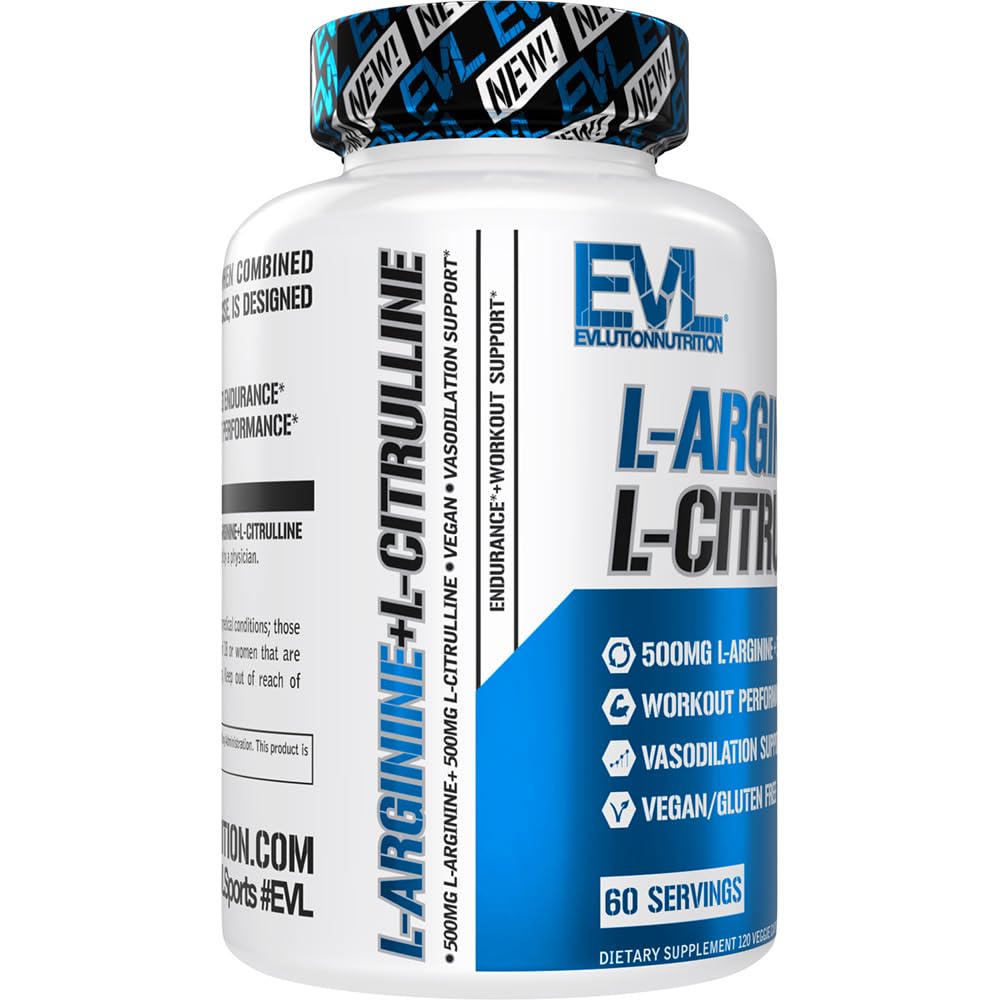 Evlution L-Arginine L-Citrulline Supplement Capsule 120 Count