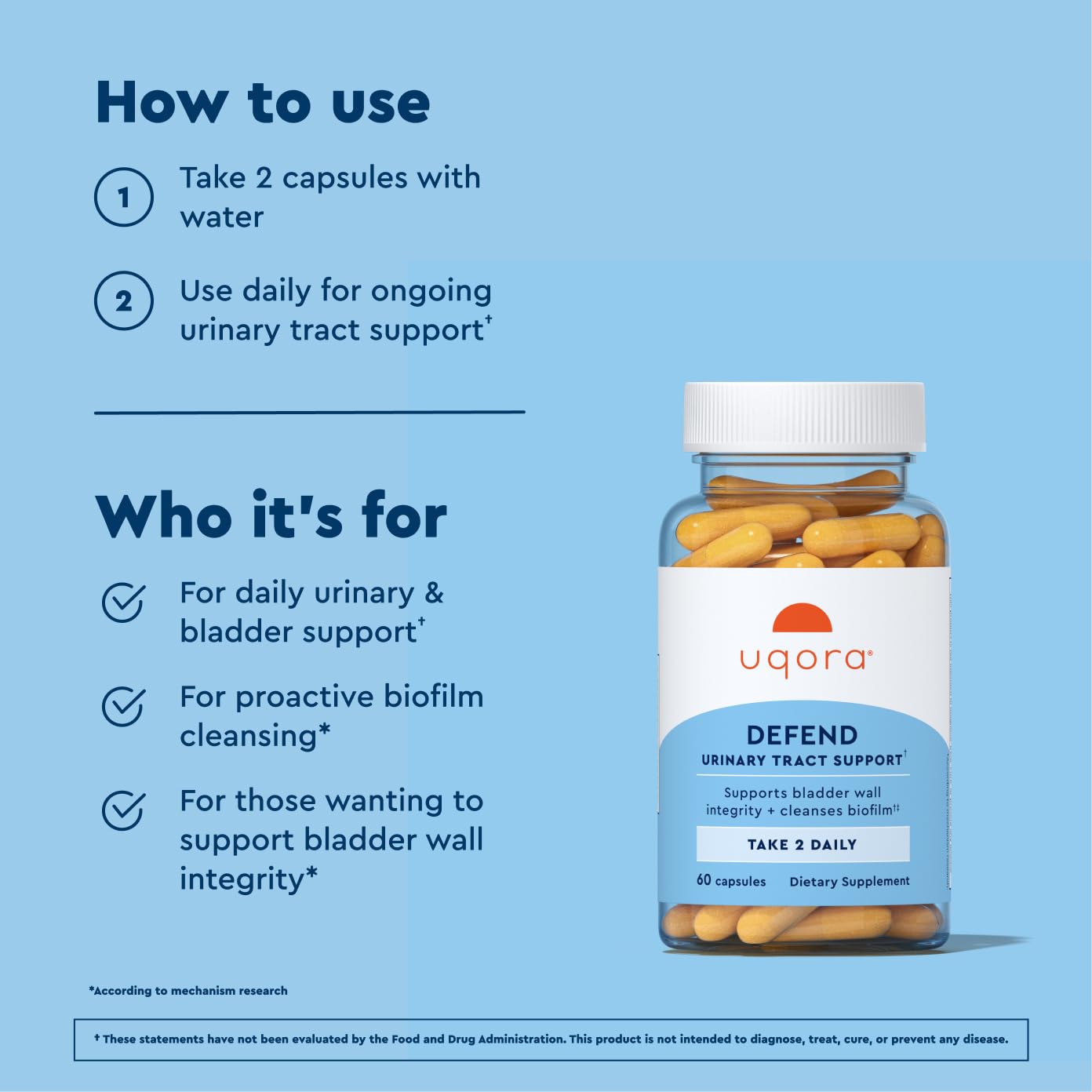 Uqora Defend Urinary Tract Health Supplement Capsule 120 Capsules