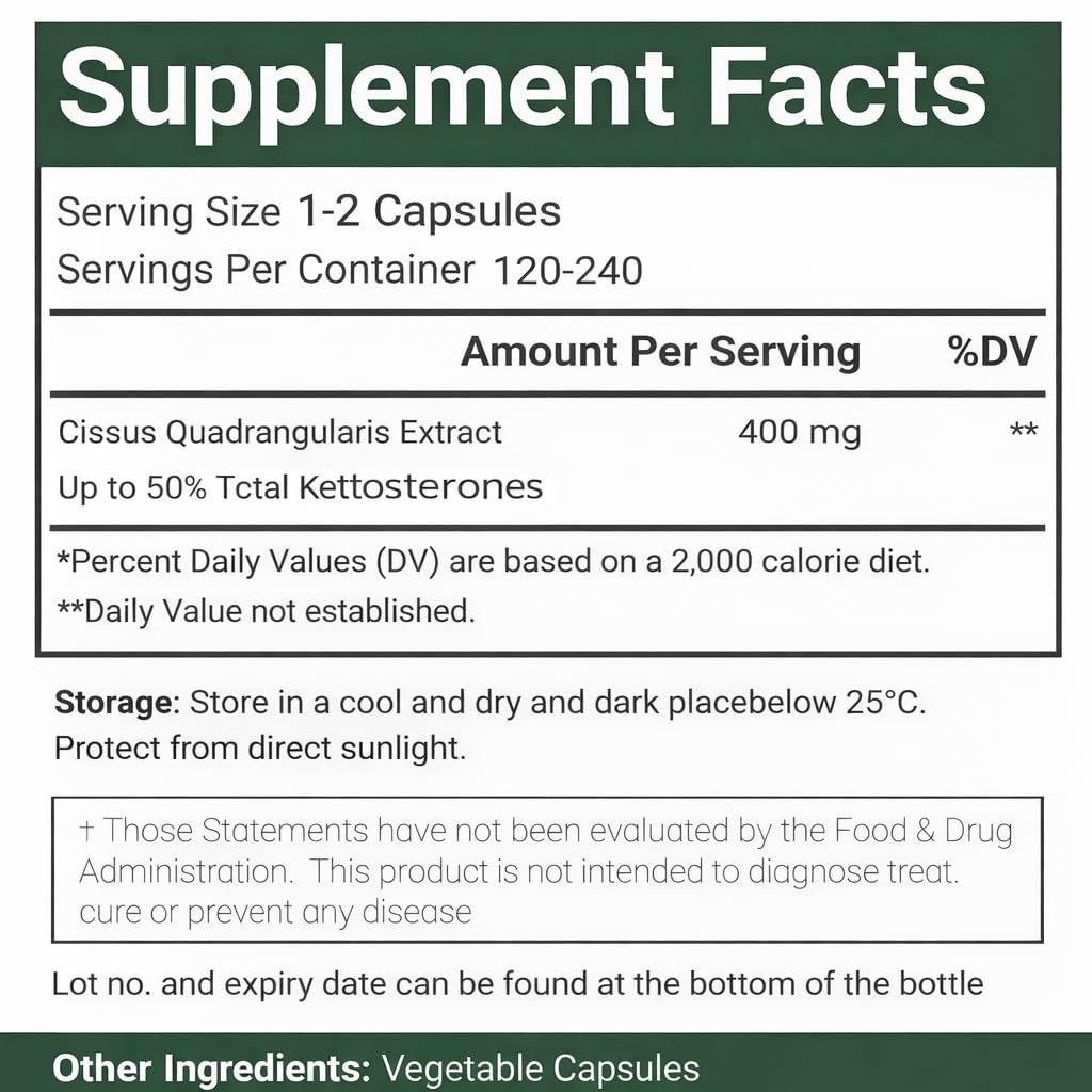 VitaCosmoX Cissus Quadrangularis 400 mg Capsule, 240 Count (Pack of 3)