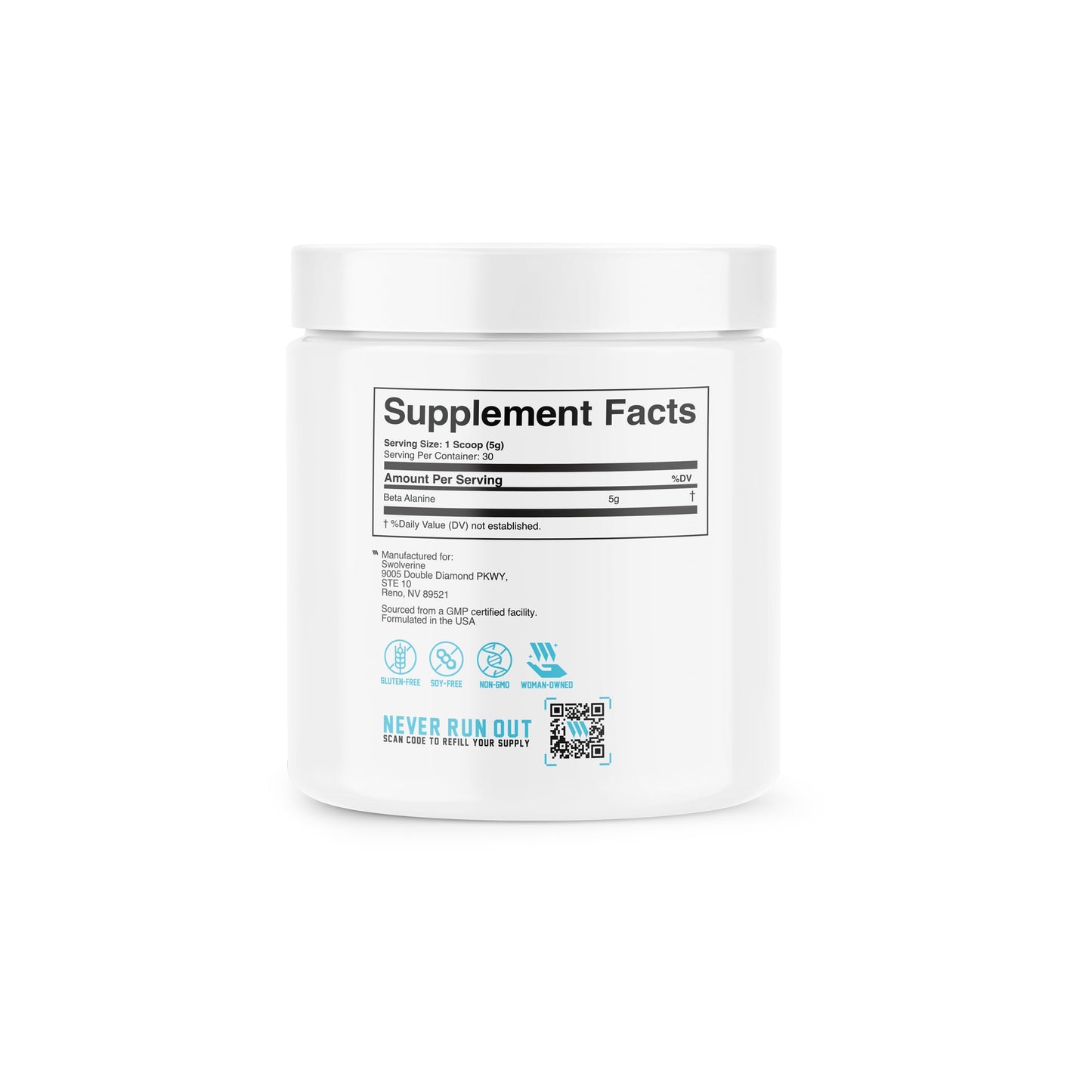 Swolverine Beta-Alanine Powder 5.3 Ounce