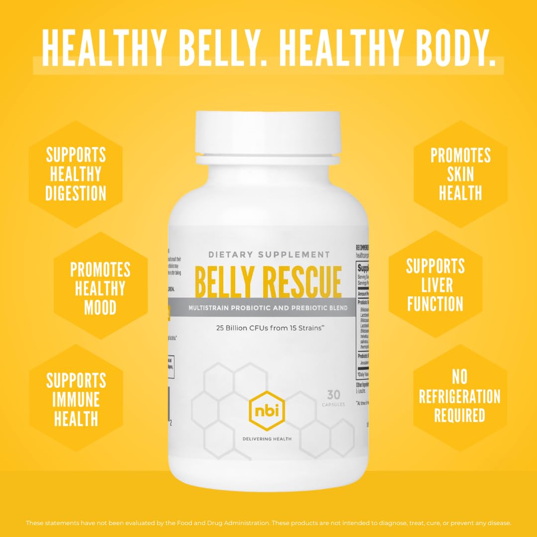 NBI Belly Rescue Probiotics & Prebiotics Blend Capsules, 30 Count