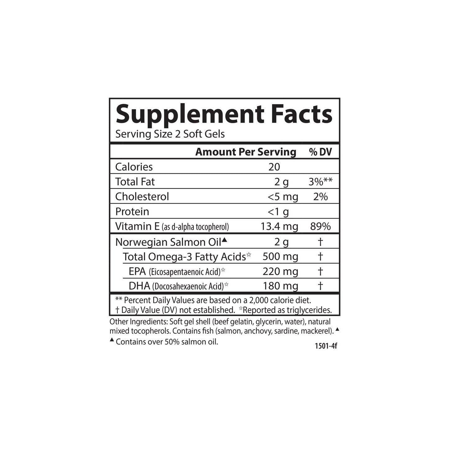 Carlson Salmon Oil 500mg Omega-3s Softgels 180 Count