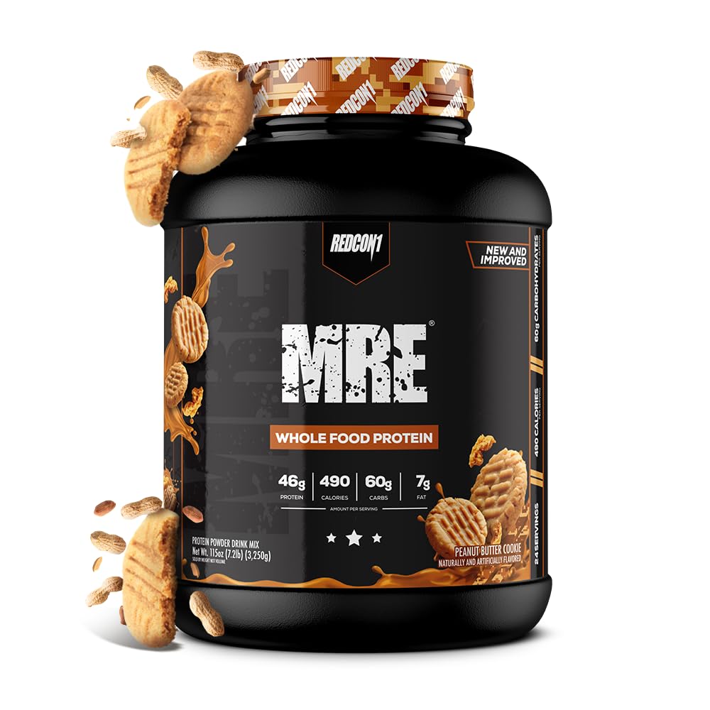REDCON1 MRE Whole Food Protein Powder, Peanut Butter Cookie, 24 Servings