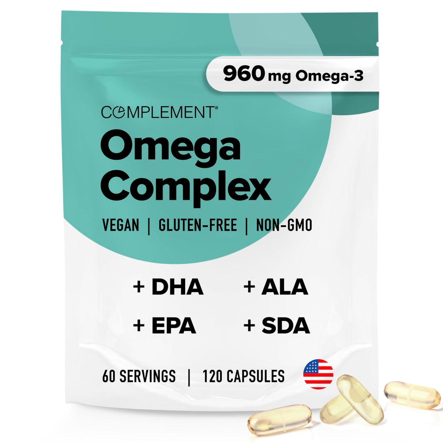 Complement Vegan Omega-3 Supplement 120 Capsules