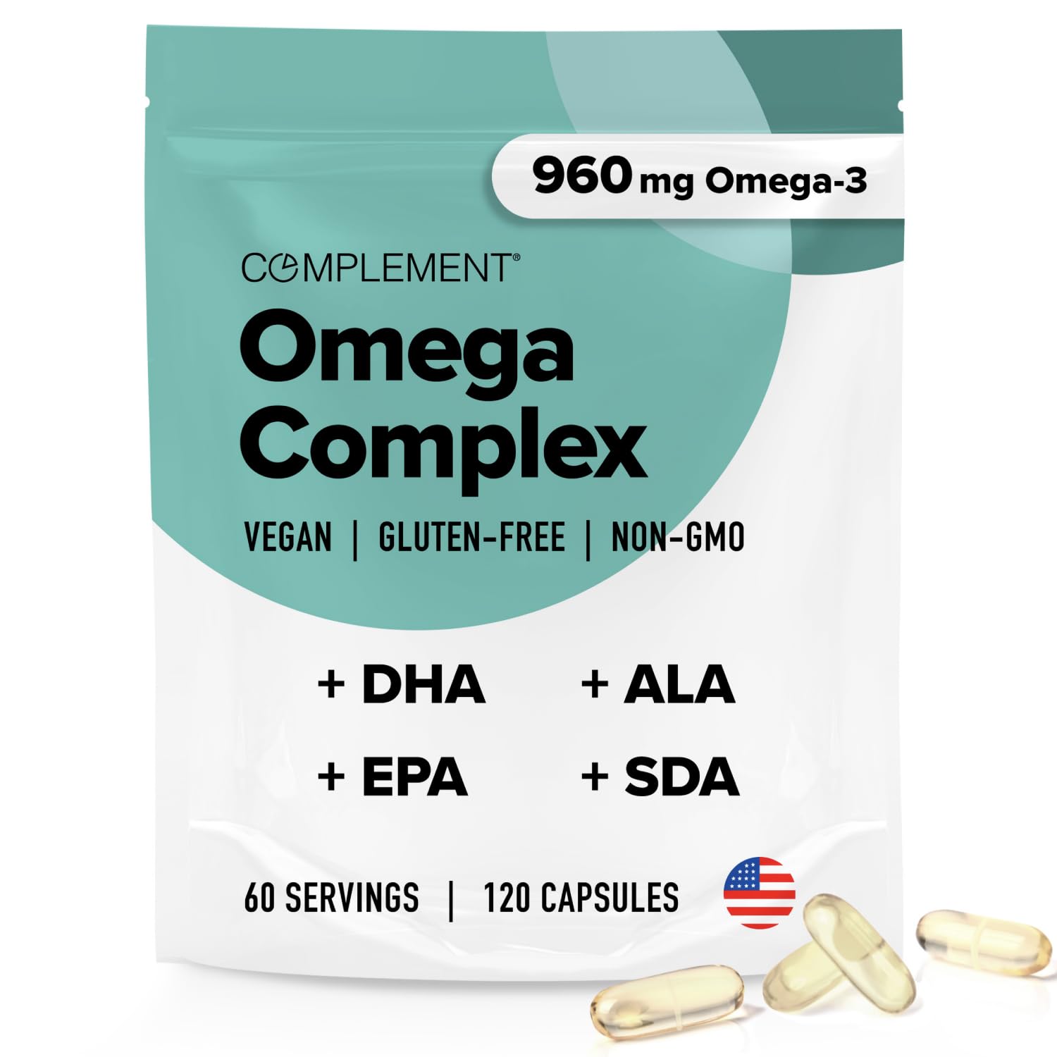 Complement Vegan Omega-3 Supplement 120 Capsules