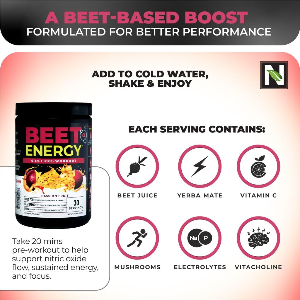 Nutrology Beet Energy O2 Pre Workout Beet Juice Powder, 11.6 Ounces