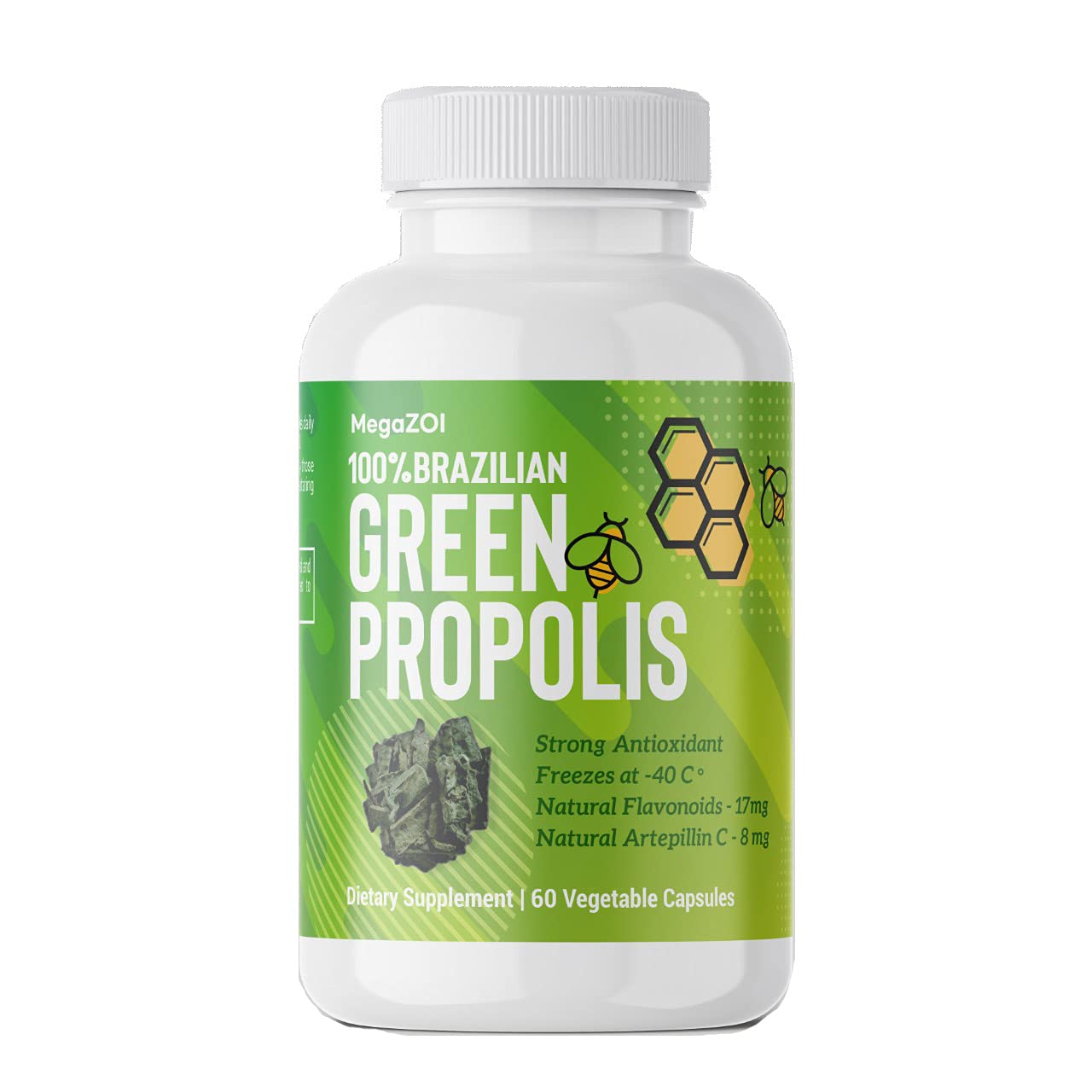 Aoratos MegaZOI 100% Brazilian Green Propolis Enriched 250mg Capsule, 60 Capsules