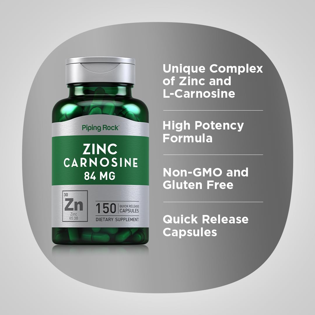 Piping Rock Zinc Carnosine Supplement Capsules 150 Capsules