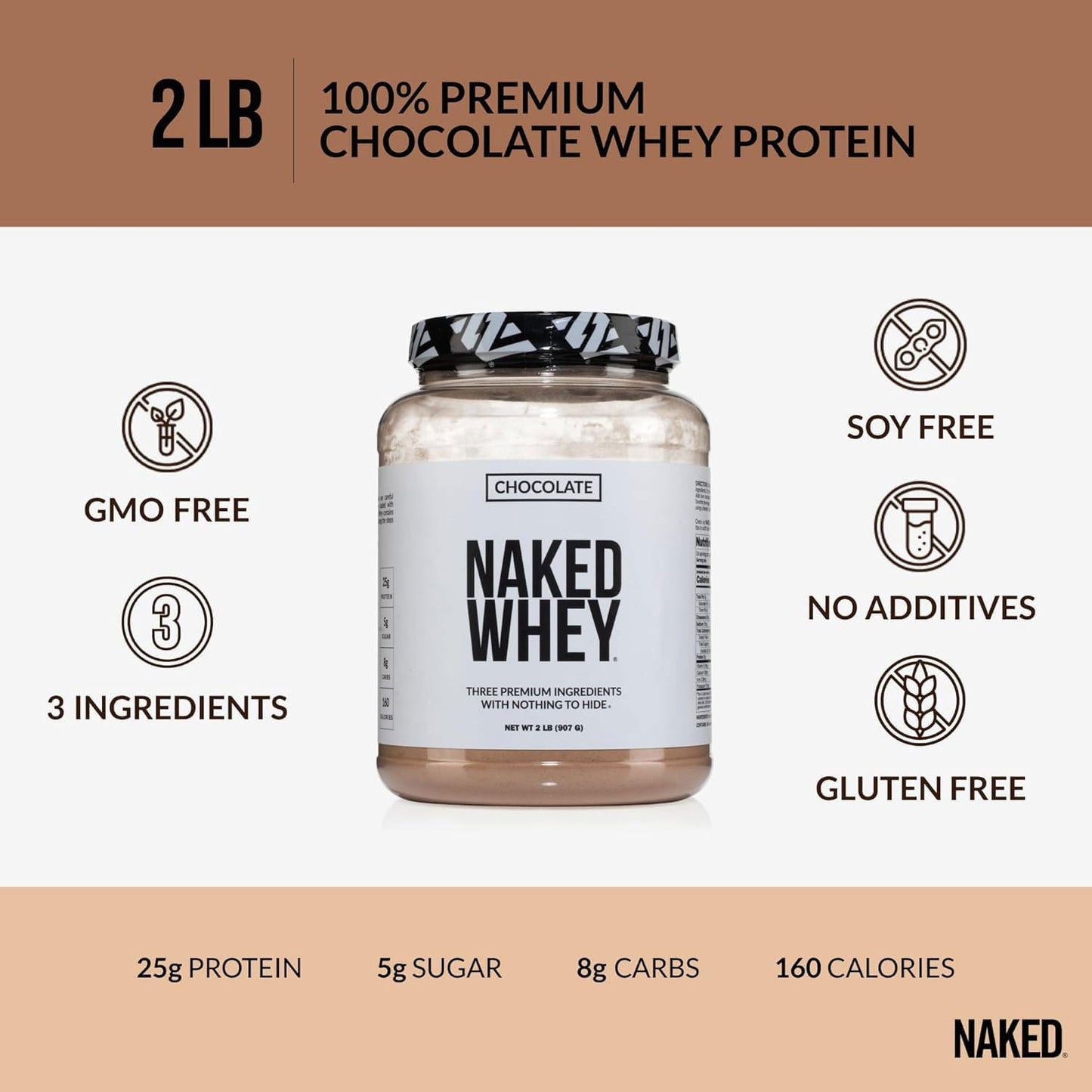 NAKED Whey Chocolate Protein Powder 32 oz