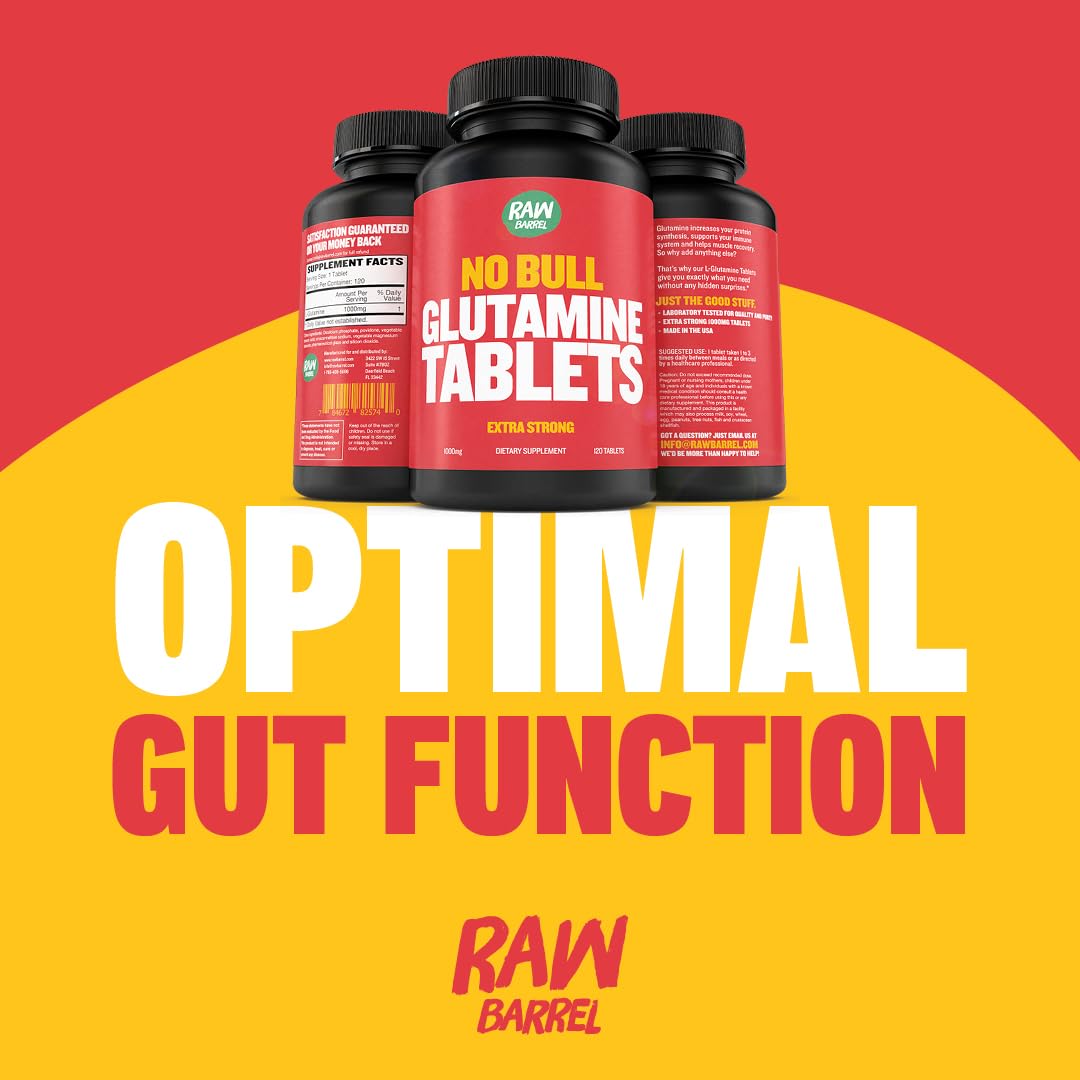 Raw Barrel L-Glutamine Tablets, 120 Count