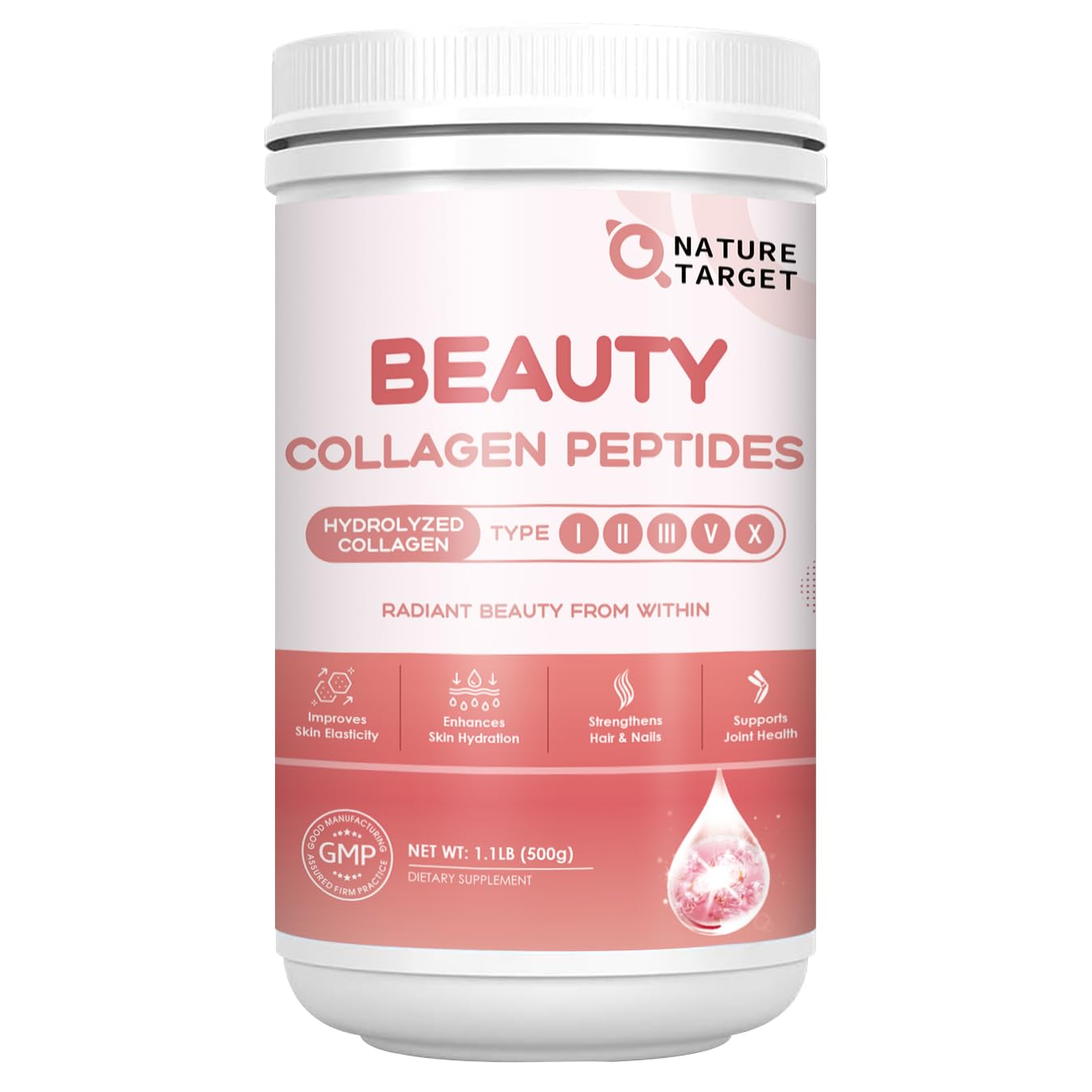 NATURE TARGET Beauty Collagen Peptides Powder for Women, 17.63