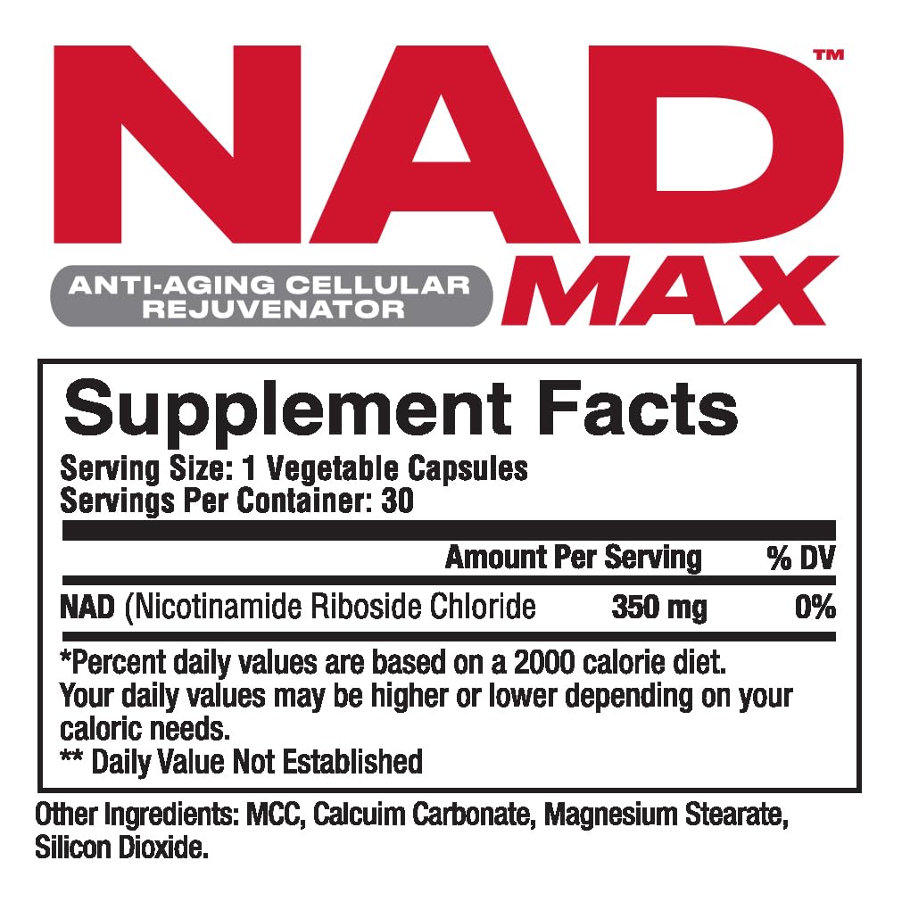 Metabolic Nutrition NAD MAX 350mg Anti-Aging Cellular Rejuvenator, 30 Capsules