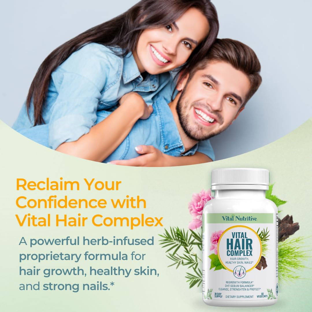 VITAL NUTRITIVE Vital Hair Complex Biotin & Vitamin B Hair Vitamins Capsules, 60 Count