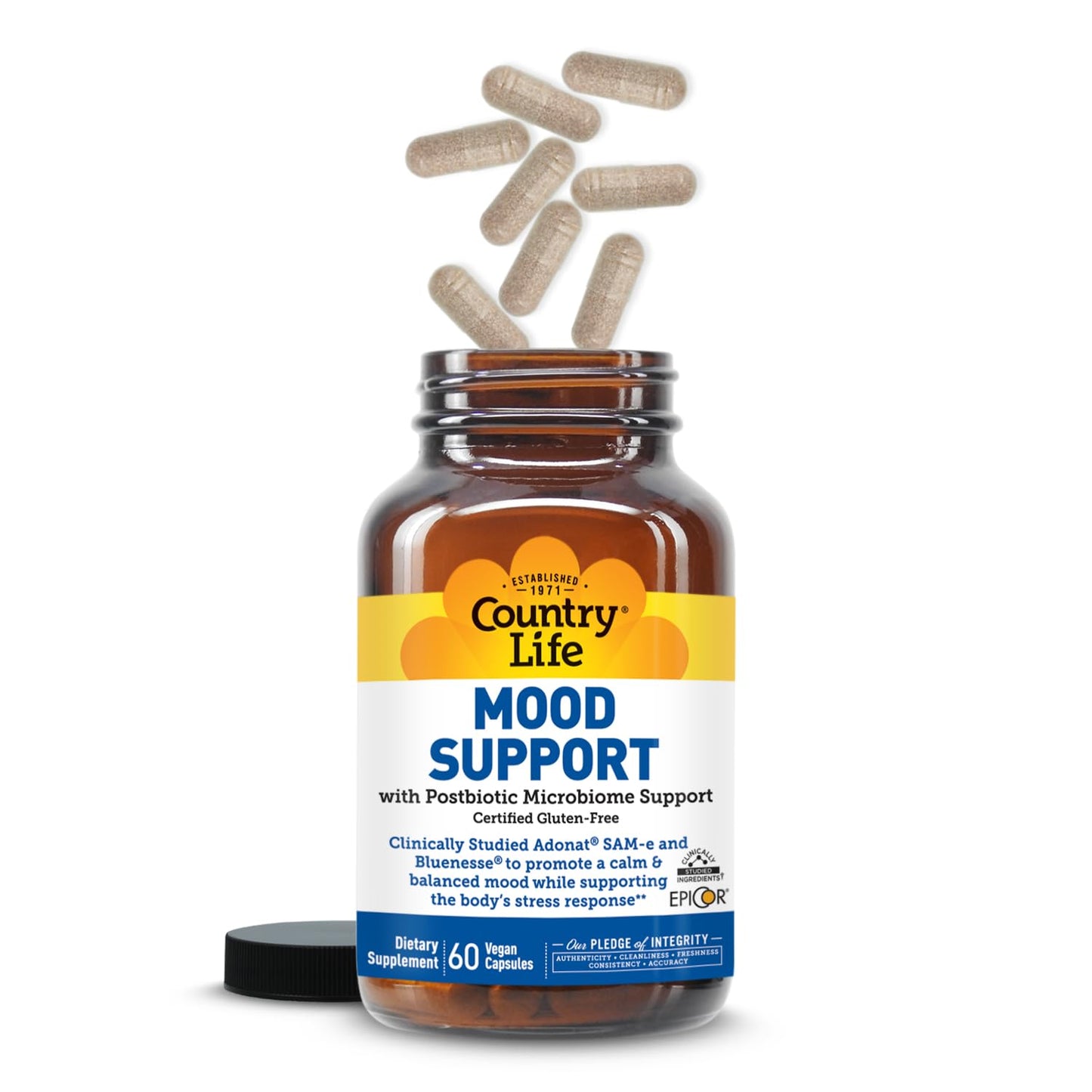 Country Life Mood Support Supplement Capsules, 60 Count
