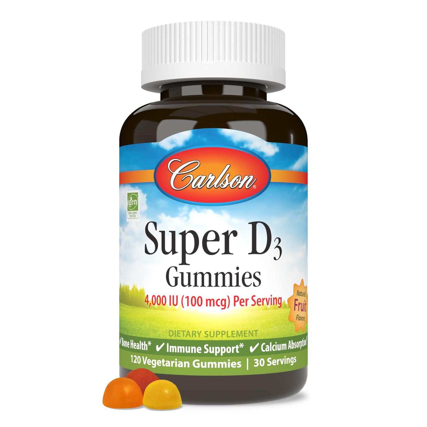 Carlson Super D3 Gummies 4,000 IU (100 mcg), 120 Gummies