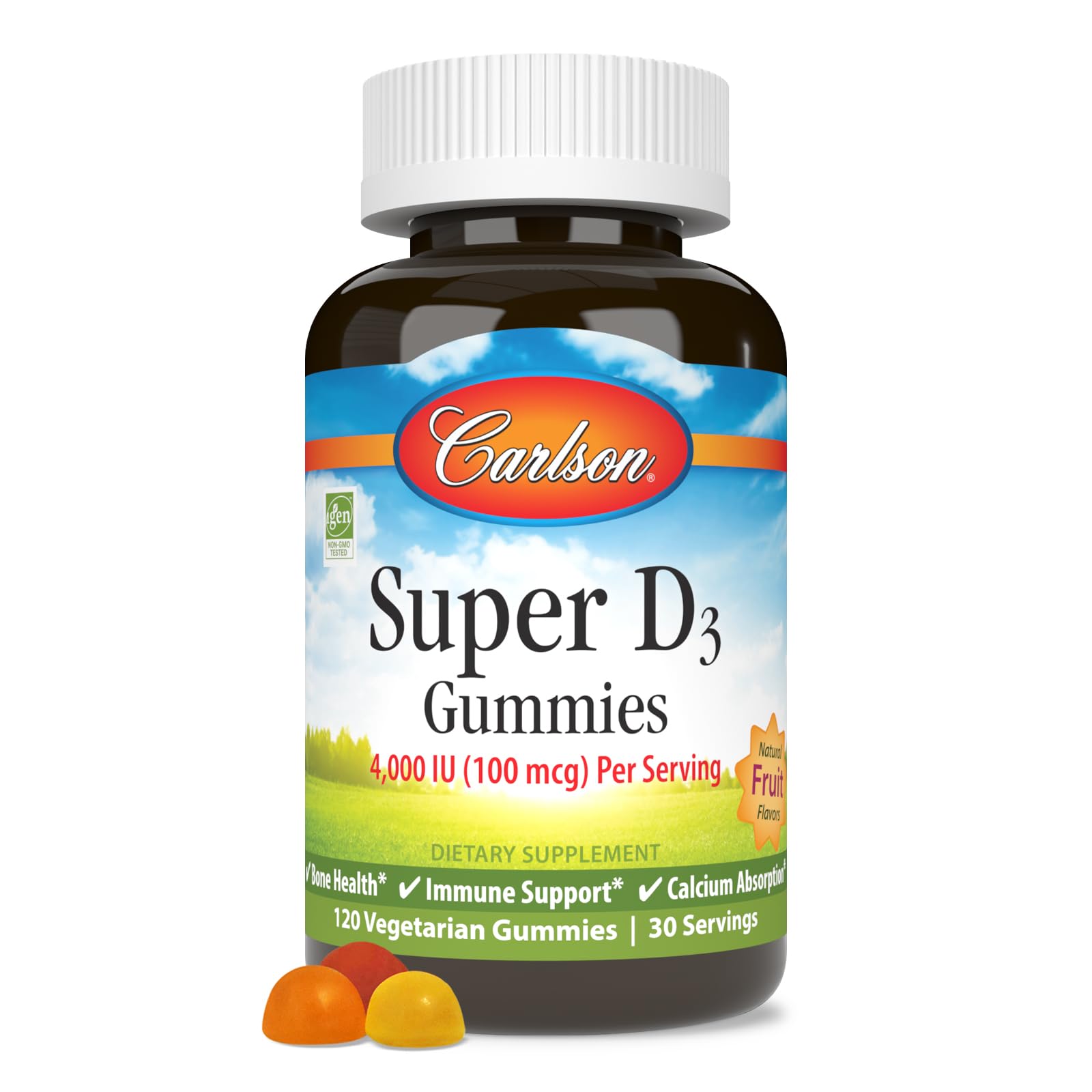 Carlson Super D3 Gummies 4,000 IU (100 mcg), 120 Gummies
