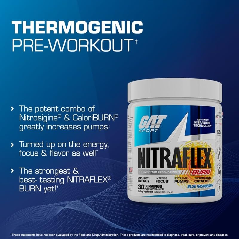 GAT SPORT NITRAFLEX Burn Pre-Workout Powder 7.23 oz