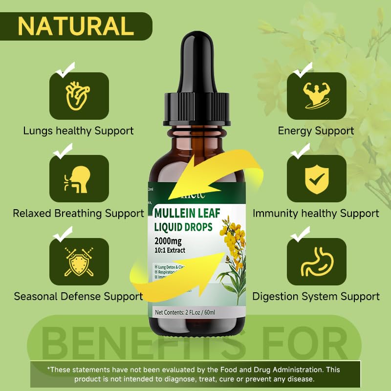 Ahete Natural Mullein Drops - Herbal Throat Relief & Respiratory Support Gummy 60