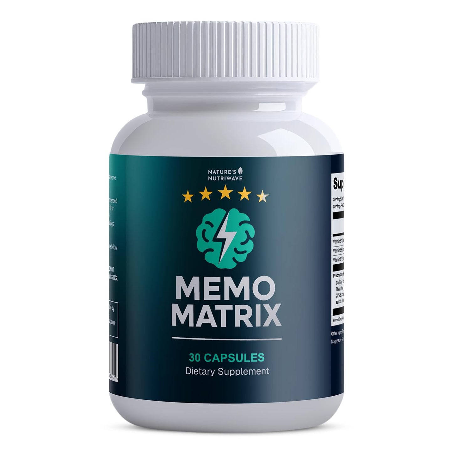 Nature’s NutriWave MemoMatrix Daily Vitamin B1, B6, B12 & Botanical Supplement with Bacopa, Rhodiola, Huperzia, L-Tyrosine & B-Vitamin Blend – Non-GMO Formula, 30 Capsules