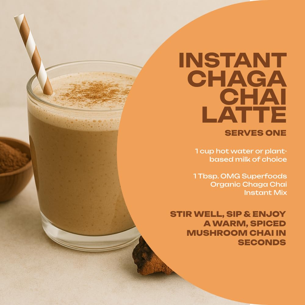 OMG! Organic Meets Good Superfoods Certified Organic Chaga Chai Instant Mix Powder, 8