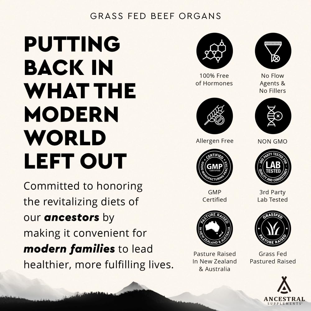 Ancestral Supplements Grass Fed Beef Organ Supplement Softgels 180