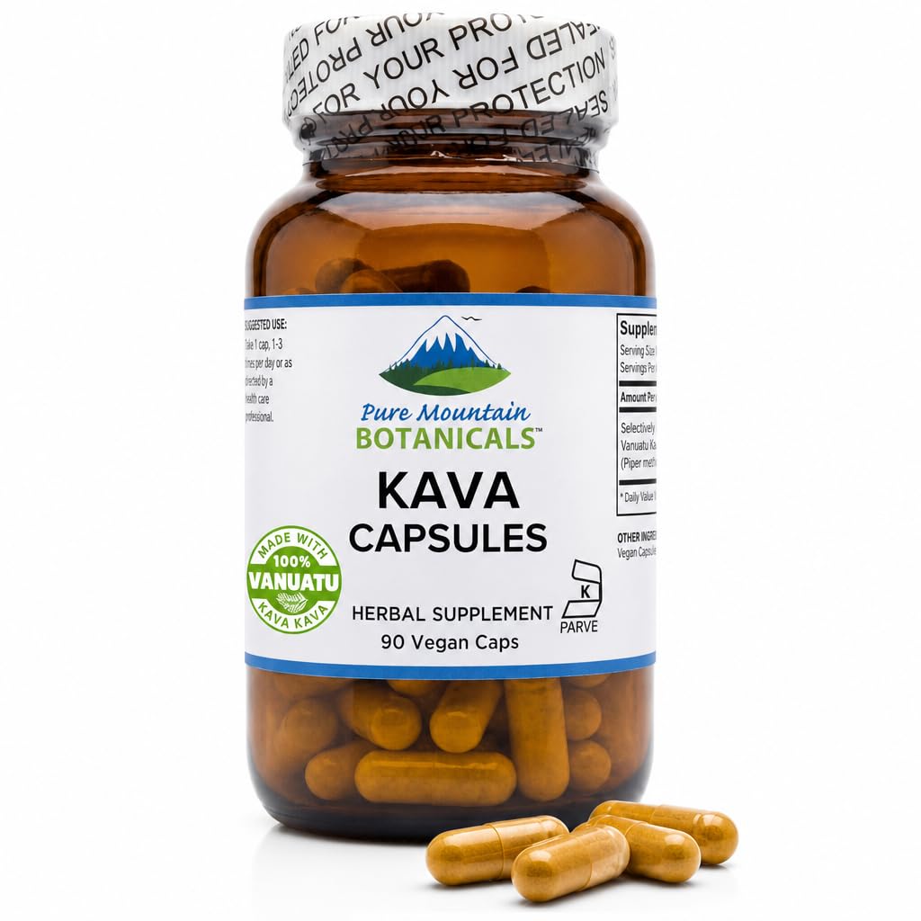 Pure Mountain Botanicals Kava Kava 400mg Capsules, 90 Capsules