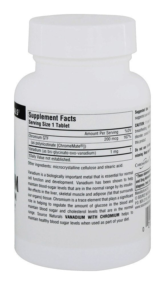 Source Naturals Vanadium with Chromium 200 mcg Tablets, 180 Count