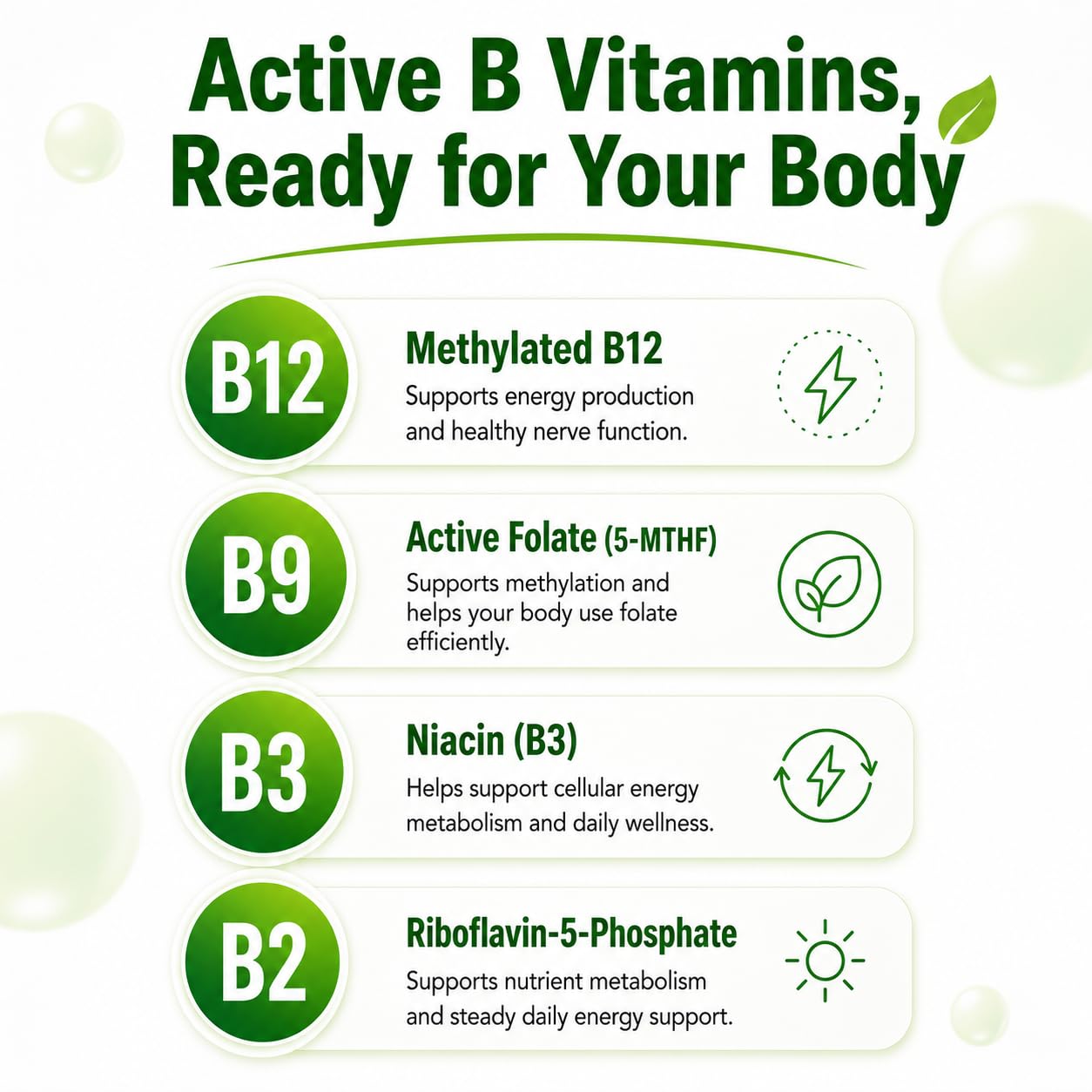 Franguly Methylated B Complex Capsule, Liposomal 5-MTHF & Methylated B12, Energy & Mood Support, 60 Capsules