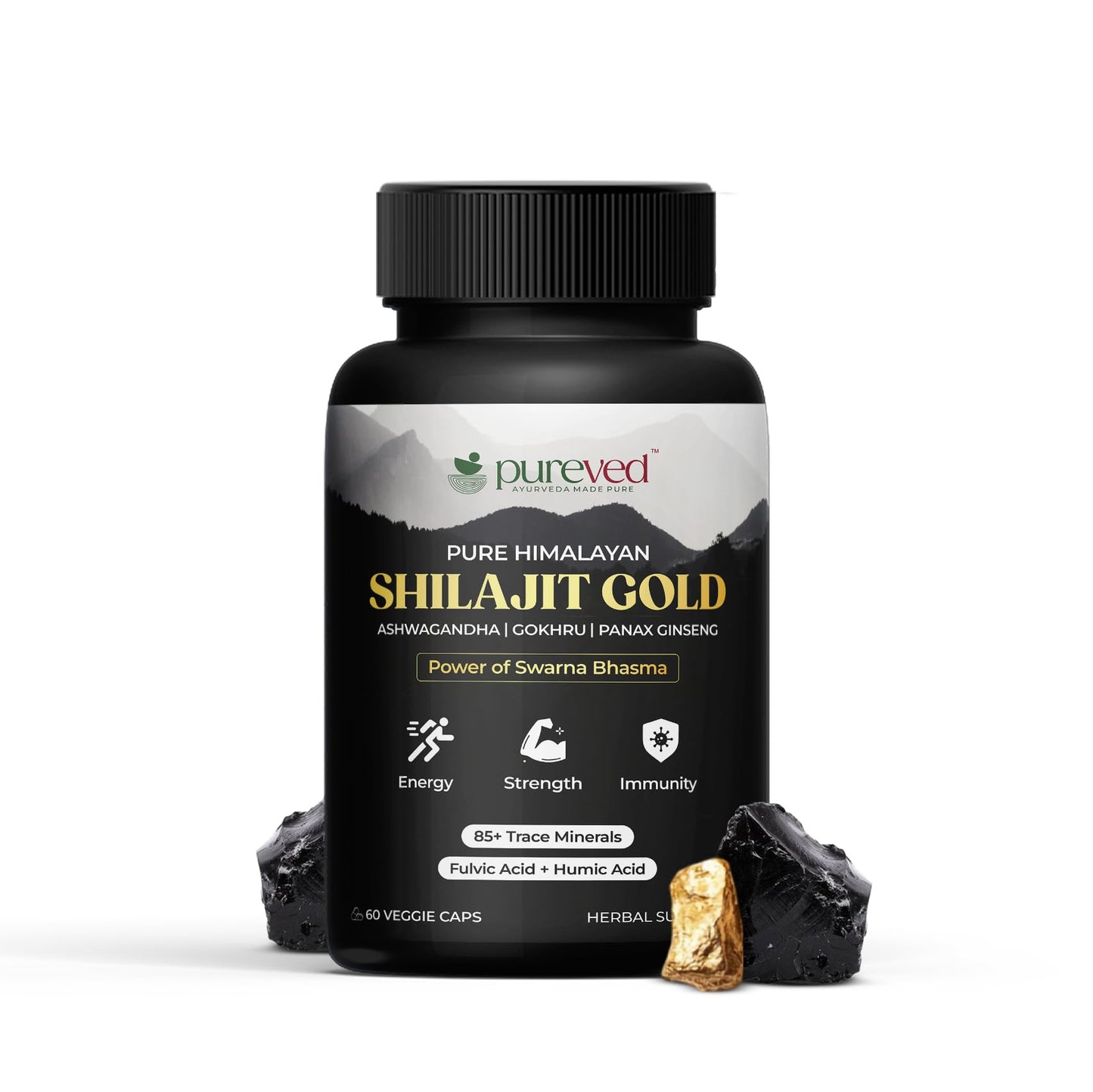 Pureved Himalayan Shilajit Gold Capsules 60 Count