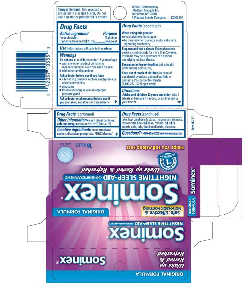 Sominex Original Formula Tablets, 72 Count