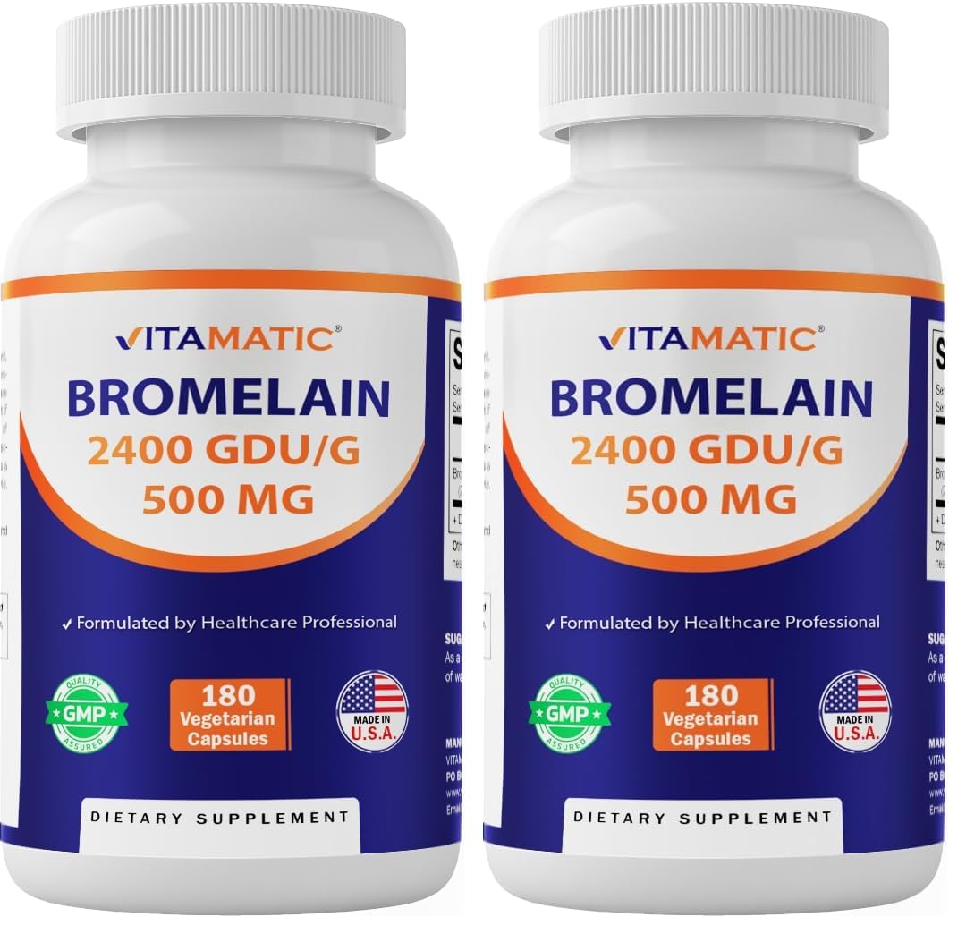 Vitamatic Bromelain Supplement 500mg 2400 GDU/g Capsules, 360 Count
