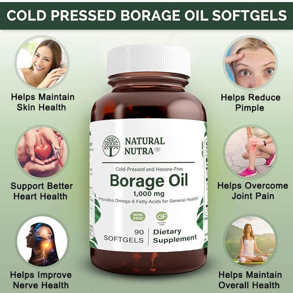 Natural Nutra Borage Oil Supplement Softgels 90