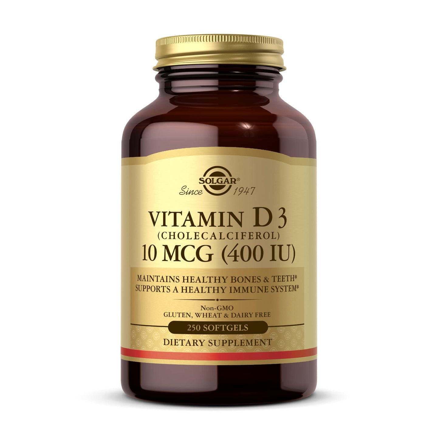 Solgar Vitamin D3 (Cholecalciferol) 10 mcg (400 IU) Softgel, 250 Count