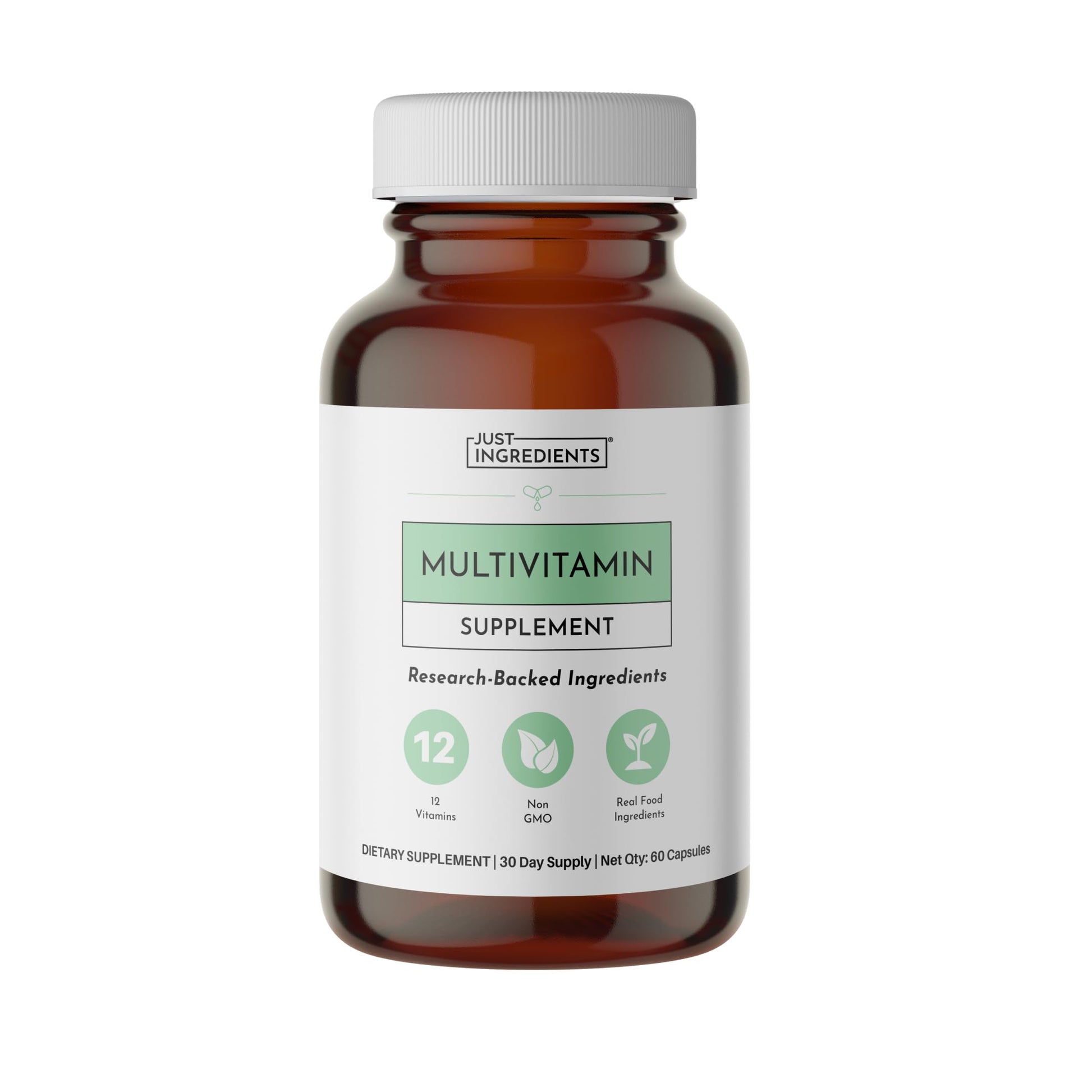 JUST INGREDIENTS Multivitamin - Plant-Based for Muscle & Immune Support, 60 Capsules