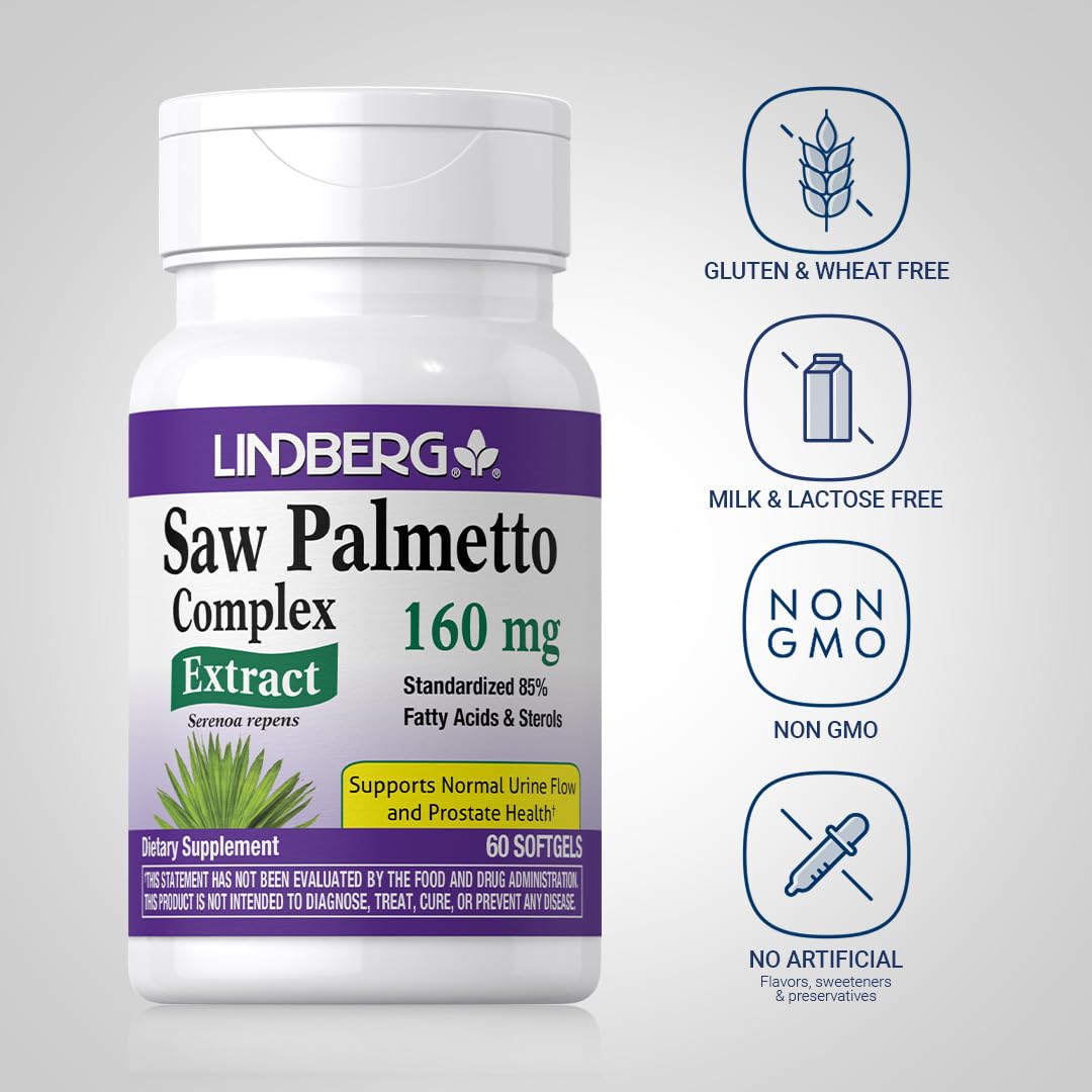 Lindberg Saw Palmetto Extract 160 mg Softgels, 60-Count