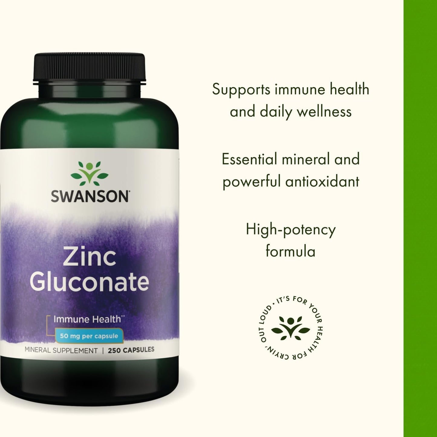 Swanson Zinc Gluconate Capsules, 250 Capsules