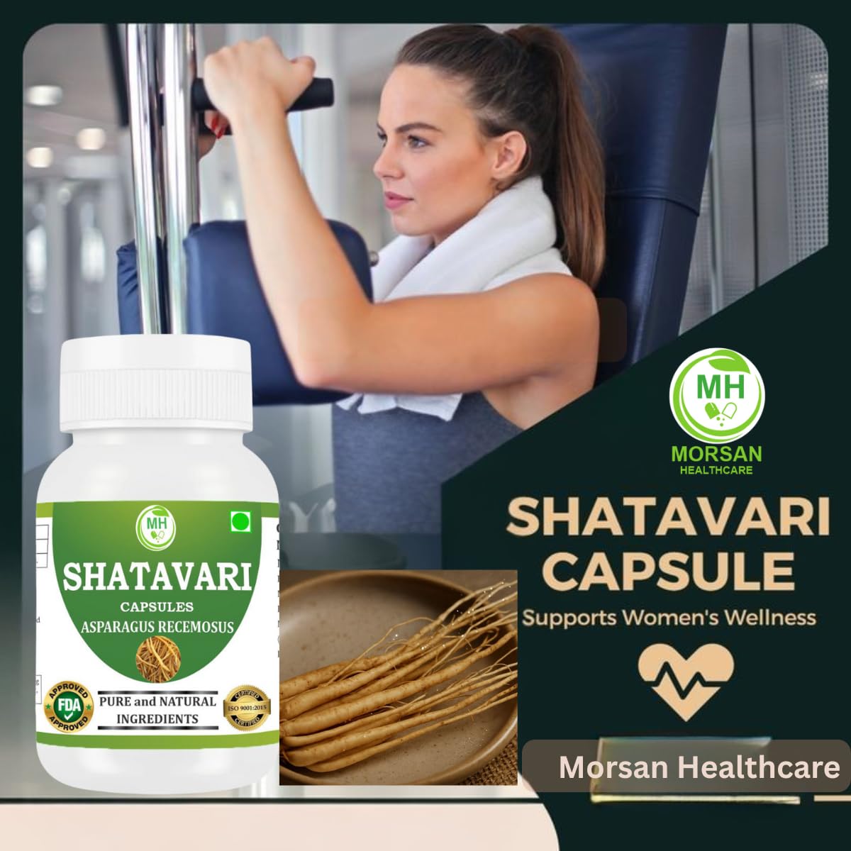 Morsan Healthcare Shatavari 500 mg Capsules, Asparagus Racemosus Extract, 60 Count