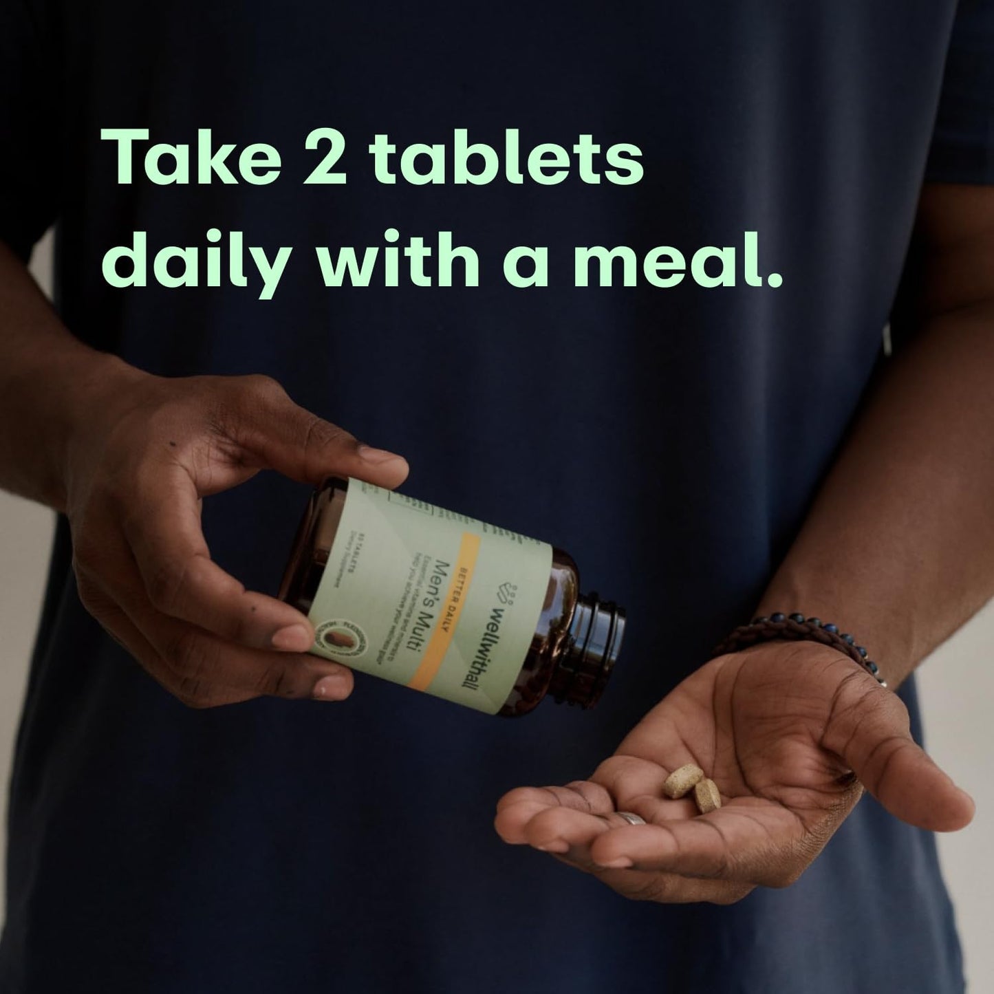 WellWithAll Multivitamin for Men with Zinc, Vitamin D, B12, K2 & Calcium 60 Tablets