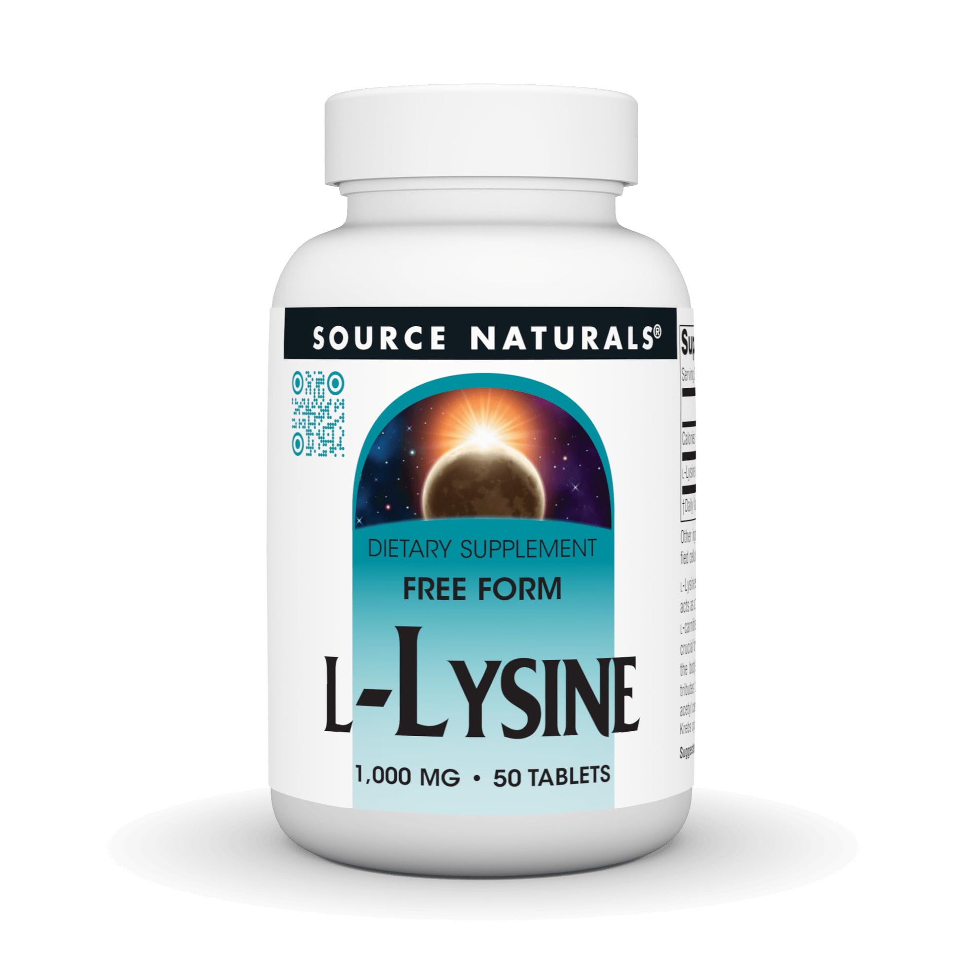 Source Naturals L-Lysine Free Form 1,000 mg Tablet, 50 Tablets