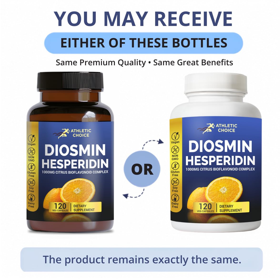 Athletic Choice Diosmin Hesperidin 1000mg Complex, 120 Veggie Capsules