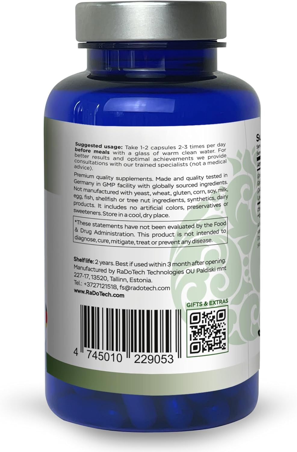 RaDoTech Ginkgo Biloba Support Brain Function Capsule 360 Capsules