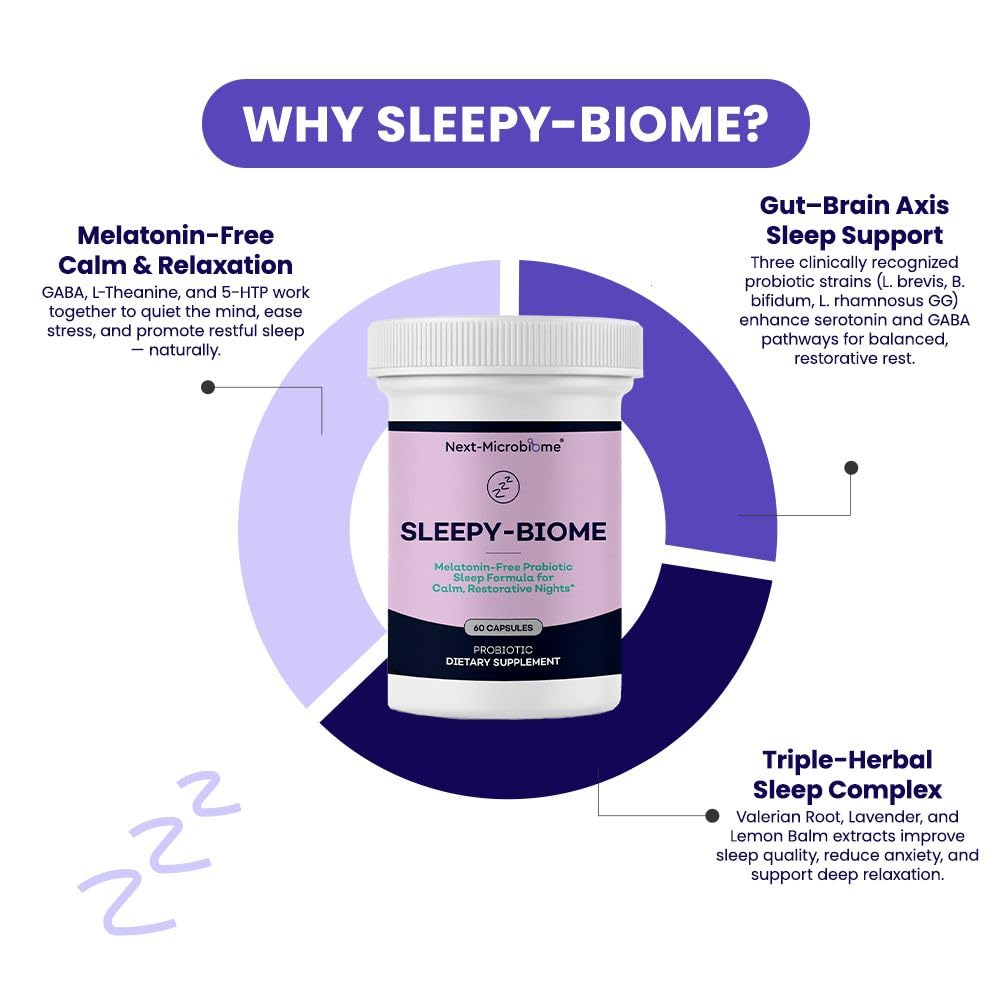 NEXT-MICROBIOME Sleepy-Biome Natural Sleep Aid, Capsule, 60 Count