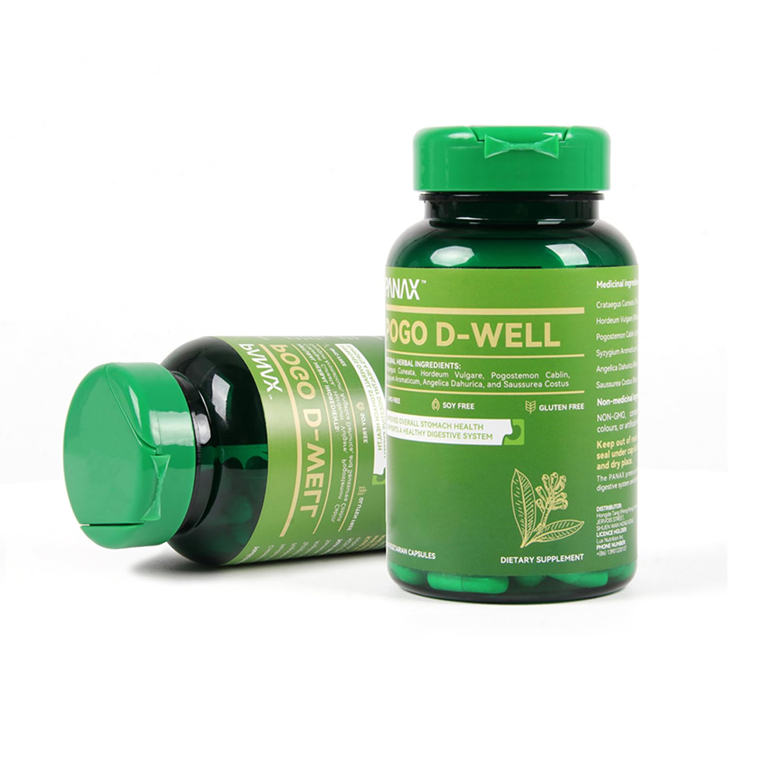 Panax Bloom Digestive Support Supplement, Natural Herbal Formula Capsules, 60 Count