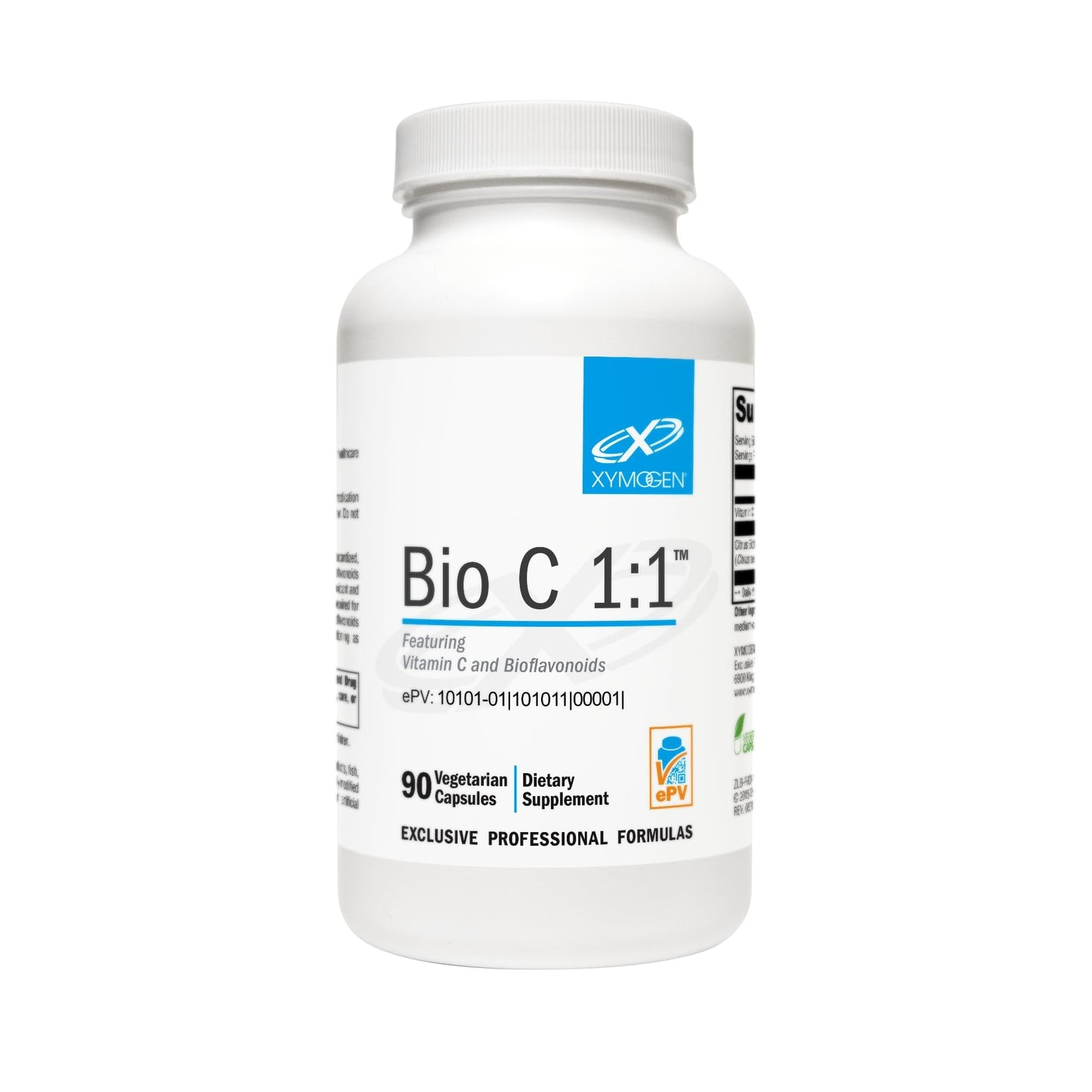 XYMOGEN Bio C 1:1 Vitamin C Supplement with Citrus Bioflavonoids for Immune System Support, 500 mg Ascorbic Acid, Gluten-Free & Non-GMO, 90 Capsules